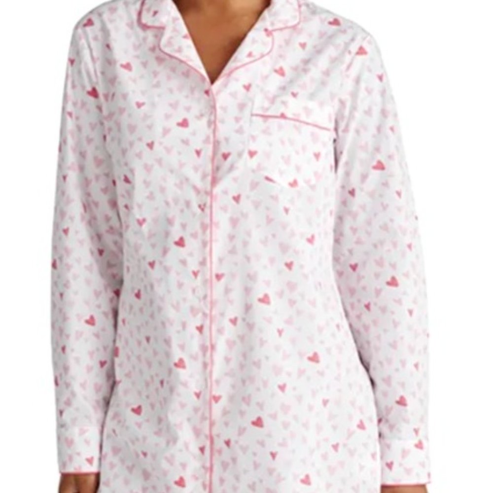 Company Store 100% cotton poplin nightshirt, hearts pattern.  Brand new in pkg.